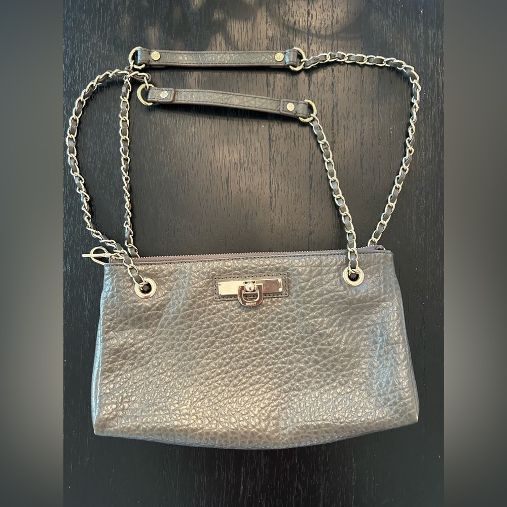 Only worn a few times! DKNY Leather gray shoulder bag